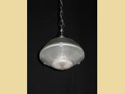 Antique 3 Piece Holophane Pendant Globe on New Polished Fitter