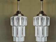 Pair Art Deco Vintage Skycraper Globes