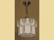Vintage Electric Schoolhouse Fixture with Black Deco Stenciled Design