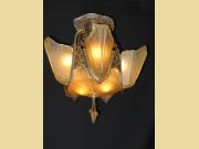 Vintage 6 Slip Shade Bronze Ceiling Fixture by Markel
